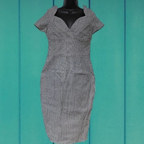 NWT's UNIQUE VINTAGE Rockabilly / Pin-up Houndstooth Dress - Picture 7 of 8